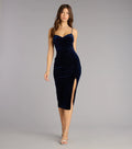 Gabrielle Glitter Velvet Midi Formal Dress