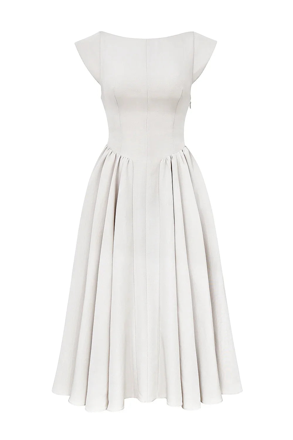 French Dove Moire Satin Backless Midi Dress