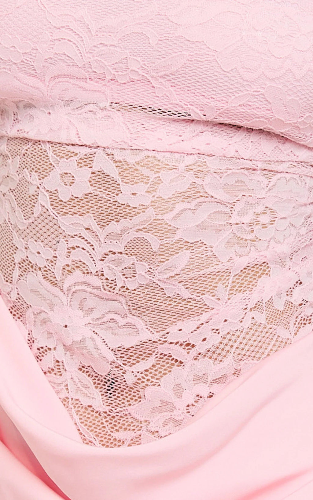 Rania Mini Dress - Square Neck Cowl Waist Lace Dress in Pink