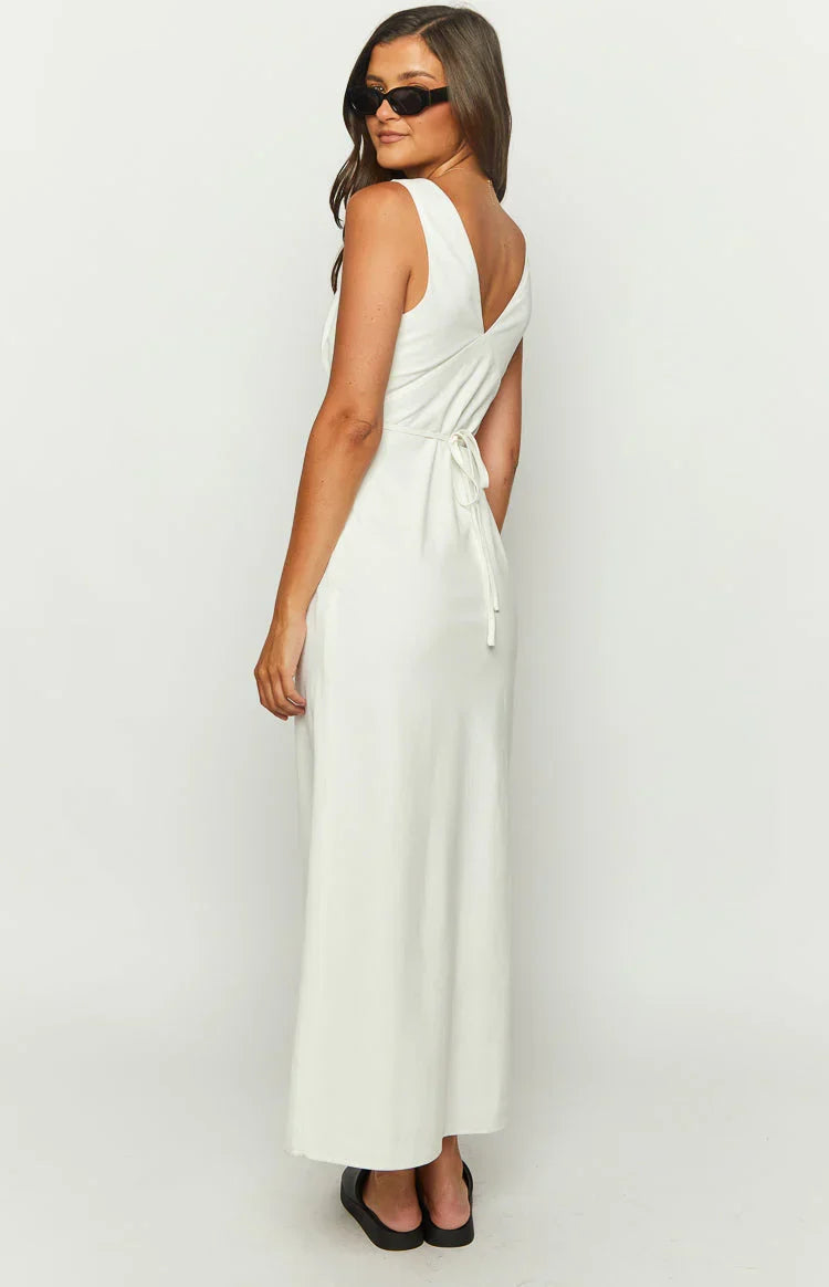 Verlaine White Linen Blend Maxi Dress