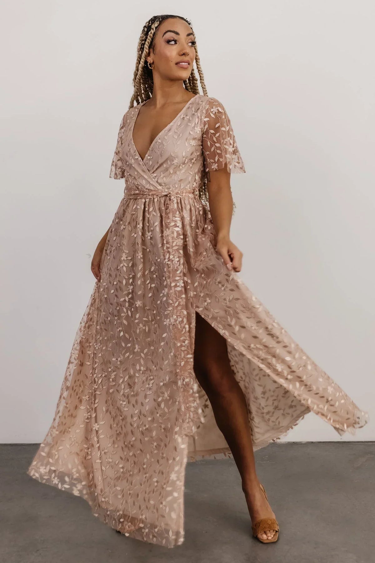 Marseille Embossed Maxi Dress | Champagne