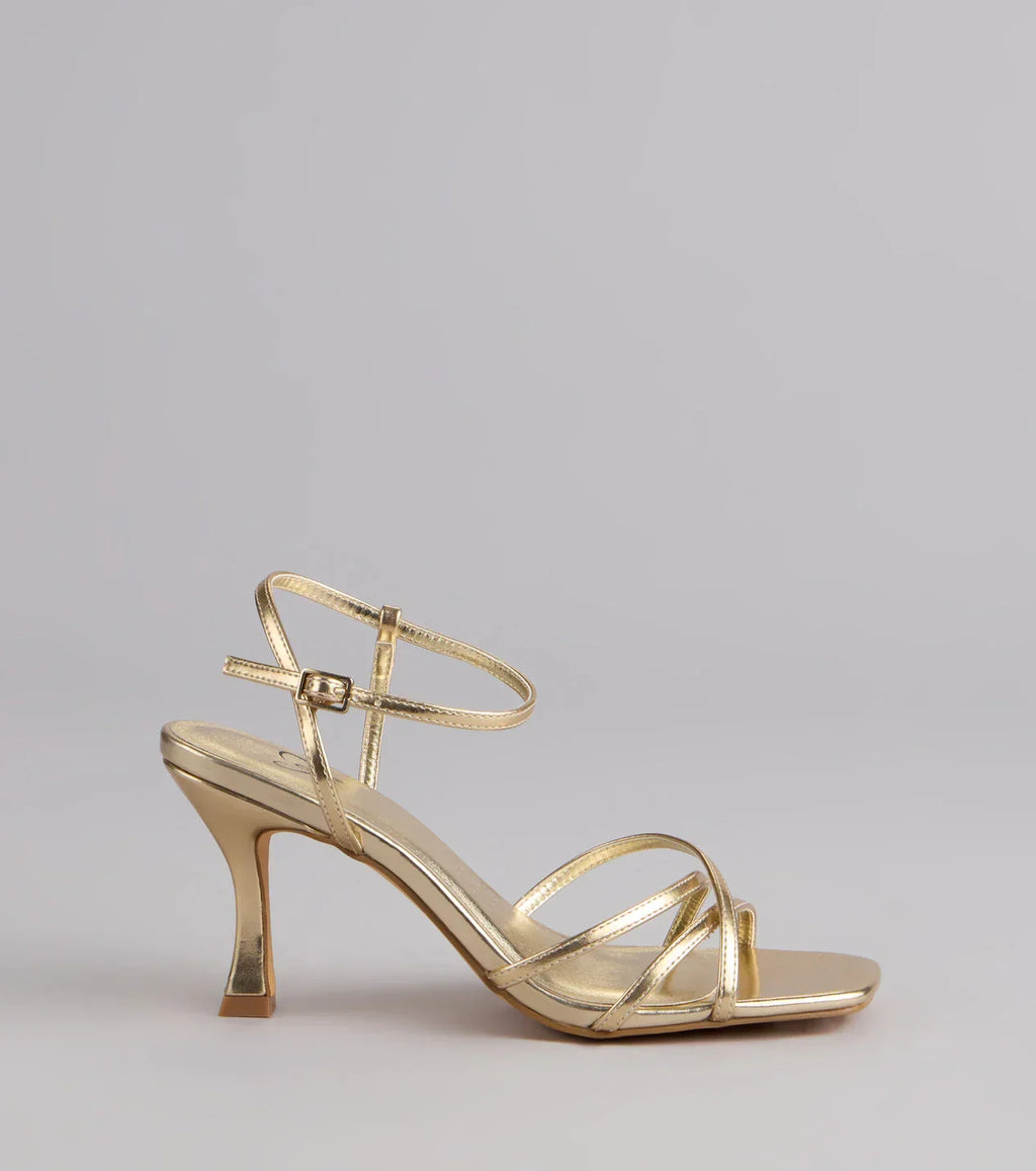 Shine Hour Metallic Strappy Stiletto Heels