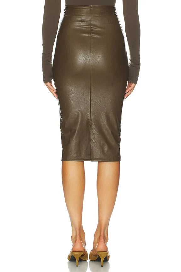 Faux Leather Midi Skirt