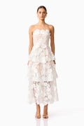 Selene Maxi Tiered 3D Dress in White