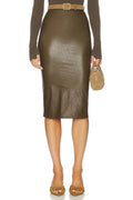 Faux Leather Midi Skirt