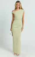 Genie Maxi Dress - Off The Shoulder Dress in Sage