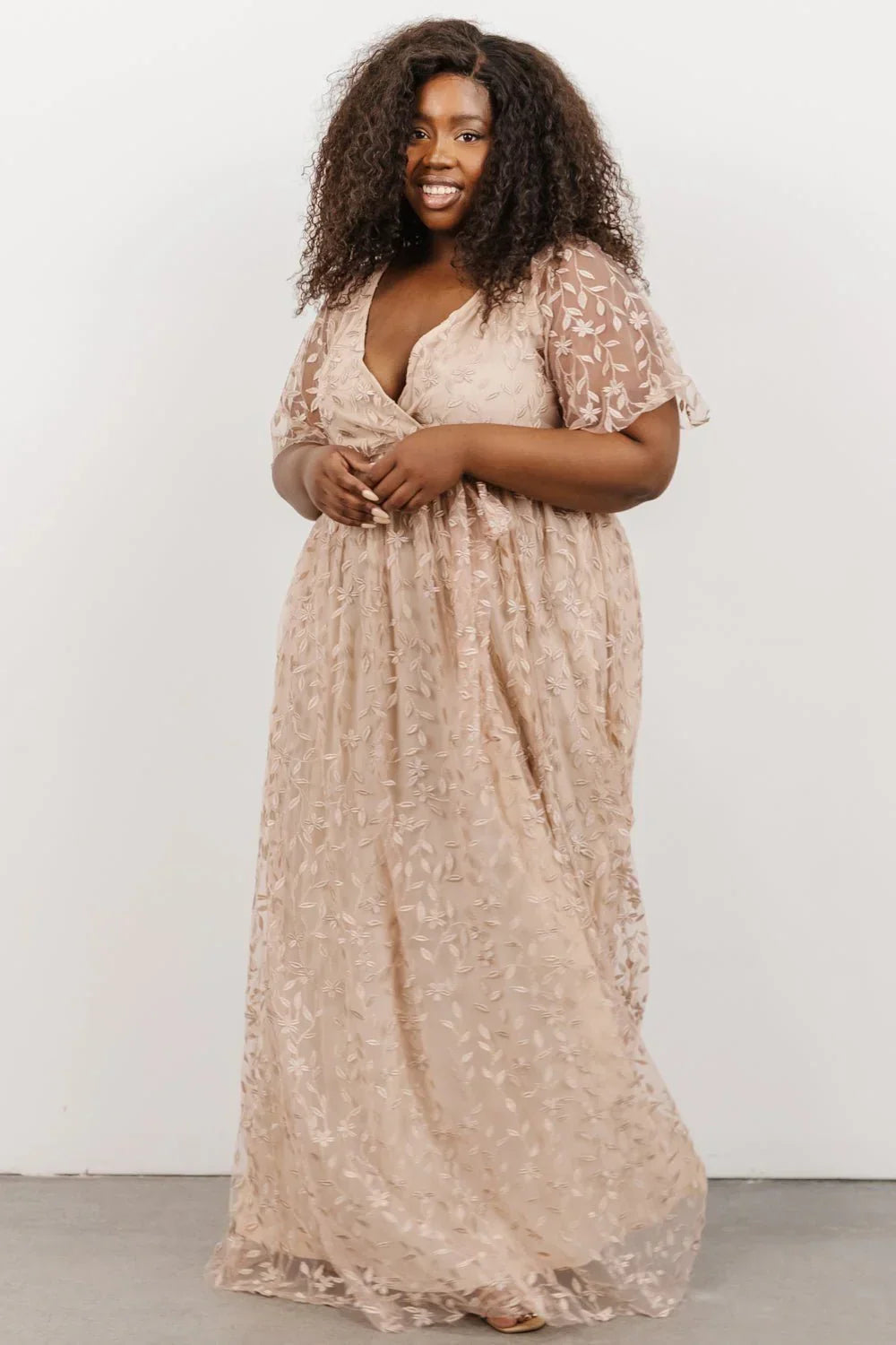 Marseille Embossed Maxi Dress | Champagne
