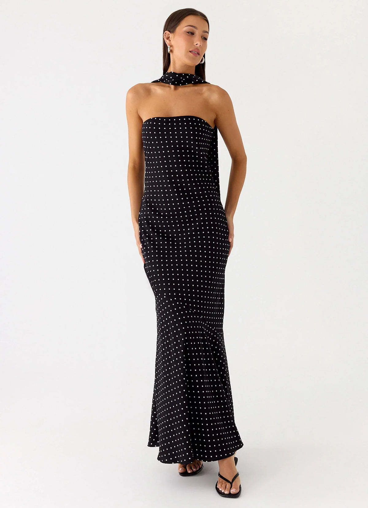 Under The Pagoda Maxi Dress - Black Polkadot